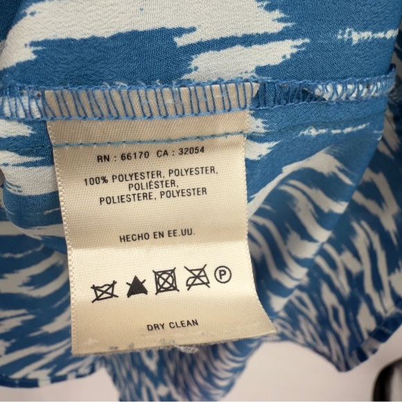 Anthropologie Maeve Mini Shirt Dress Button Down Tunic Ikat Pattern Blue White - Picture 3 of 4